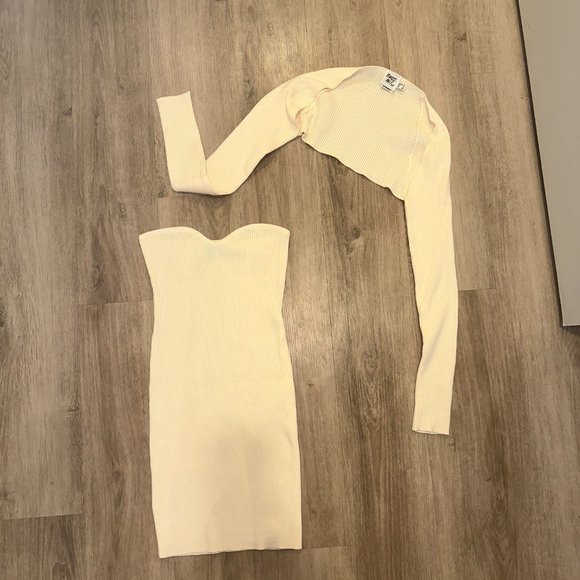 New Without Tags Princess Polly Hellie Mini Dress Cream - Picture 7 of 7